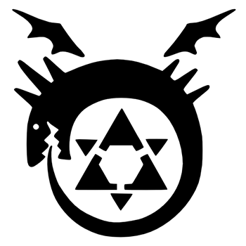 Ouroboros ou "dragão mordendo o rabo", símbolo dos homunculus e da alquimia na Idade Média.